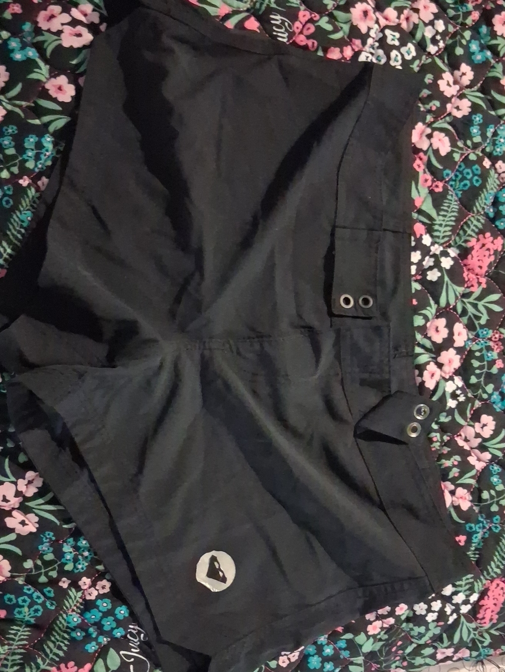 Roxy Black Women's Bermuda Shorts with Eyelet Detail